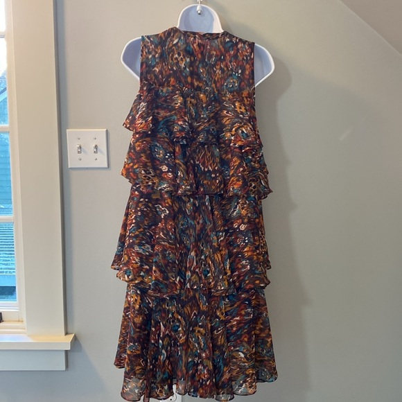 MISA Los Angeles Emogene chiffon dress in Peacock abstract pattern size medium - Picture 10 of 10